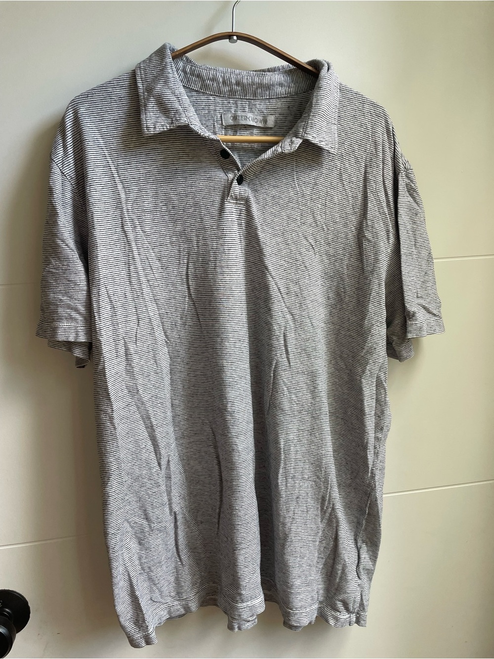 Outerknown Men's Fine White/Black Stripe Polo